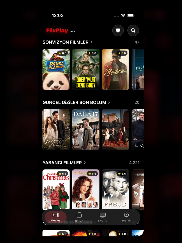 FlixPlay IPTV library on iPad