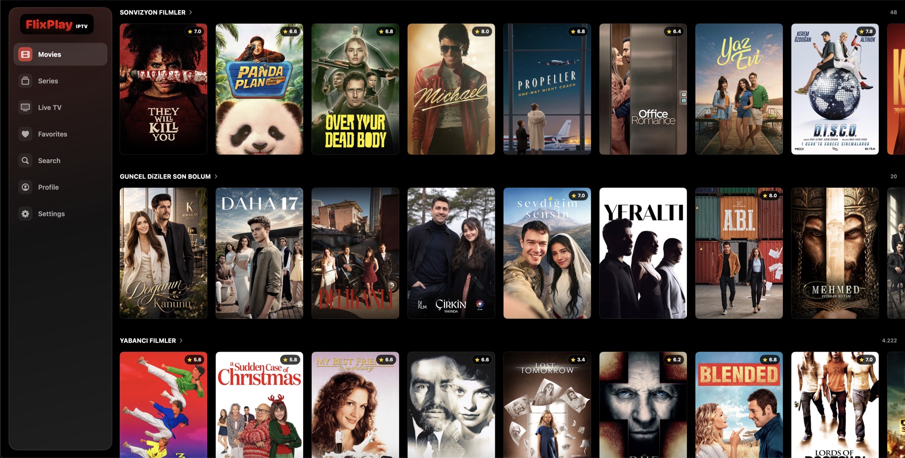 FlixPlay IPTV browsing movies on Mac